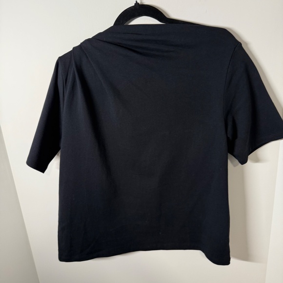 Banana Republic Asymmetrical Short Sleeve T-Shirt – Black (Size M) | - Picture 2 of 7